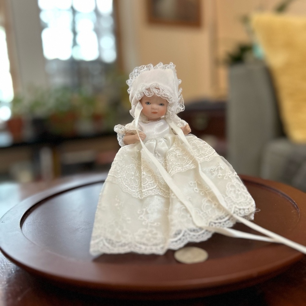 Vintage Baby Doll in Lace Gown | Classic Heirloom Style Keepsake - Picture 3 of 9